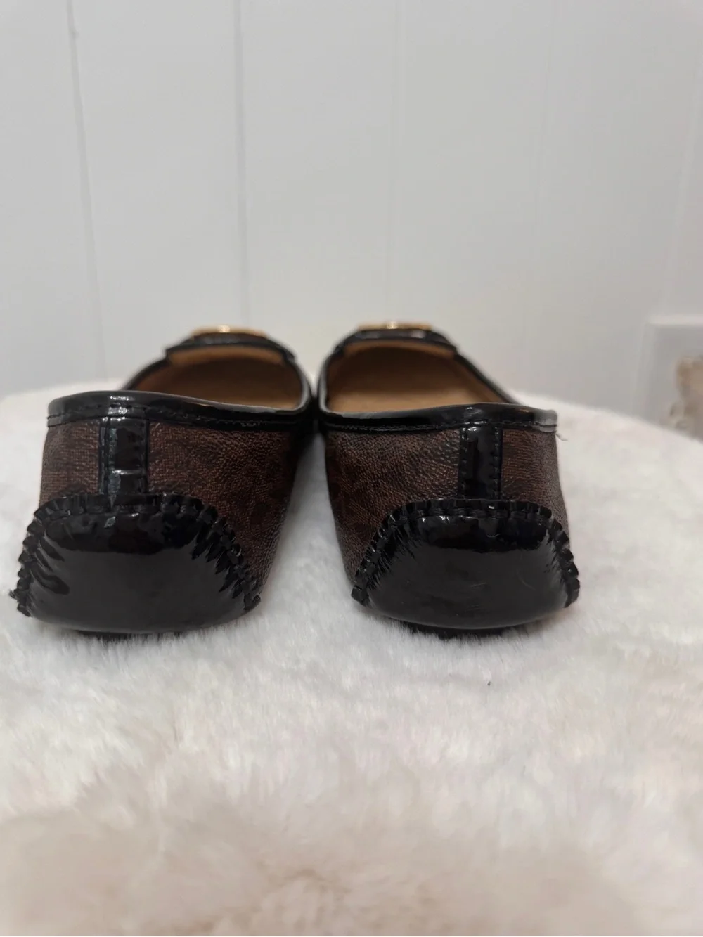 Michael Kors Dark Brown MK Logo Quilted Insole Loafers